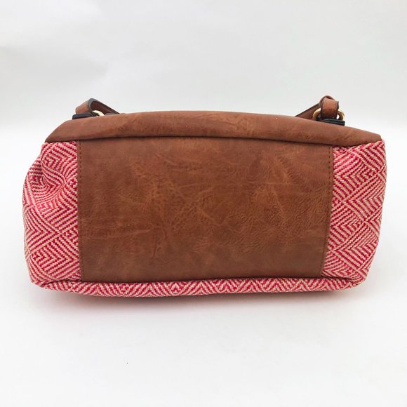 Jen and Co. Saffron Back Pack 12x12x6 in. Vegan Leather Red & Natural Color - Picture 3 of 6